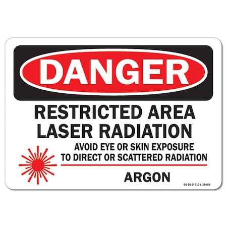 Signmission OSHA, Restricted Area Laser Radiation Avoid Eye, 18in X 12in Rigid Plastic, 18" W, 12" H, Landscape OS-DS-P-1218-L-19469